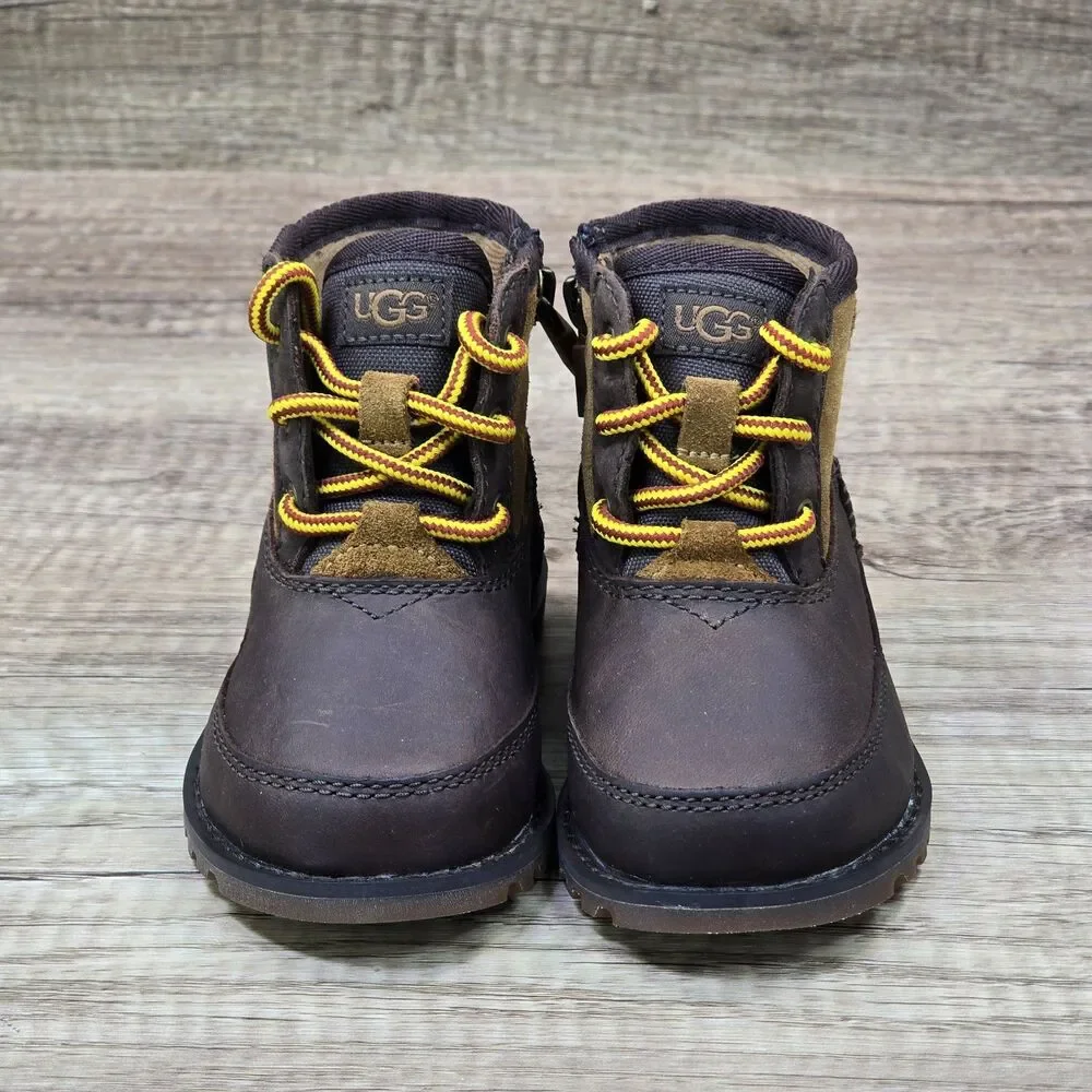 UGG Bradley Toddler's Size 7 Brown Leather Suede Side Zip Ankle Boots (1094574T)